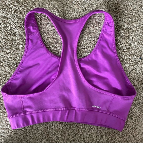 ADIDAS WOMENS CLIMALITE PURPLE SPORTS BRA - Picture 3 of 6